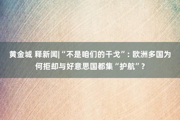 黄金城 释新闻|“不是咱们的干戈”: 欧洲多国为何拒却与好意思国都集“护航”?
