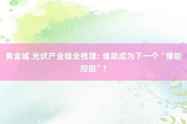 黄金城 光伏产业链全梳理: 谁能成为下一个“豫能控股”?