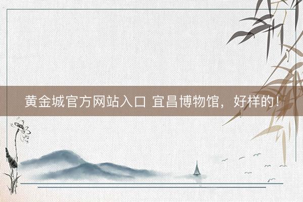 黄金城官方网站入口 宜昌博物馆,好样的!