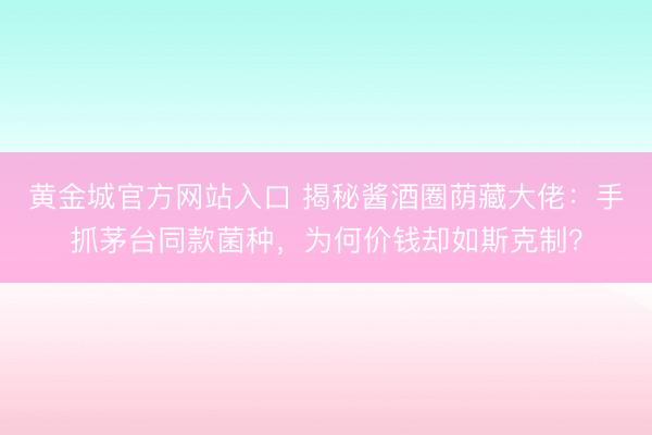 黄金城官方网站入口 揭秘酱酒圈荫藏大佬：手抓茅台同款菌种，为何价钱却如斯克制？