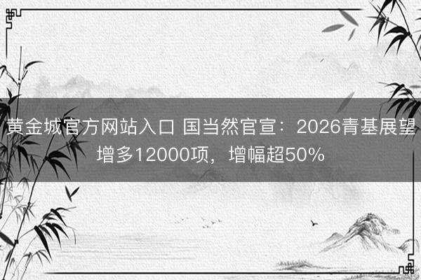 黄金城官方网站入口 国当然官宣：2026青基展望增多12000项，增幅超50%
