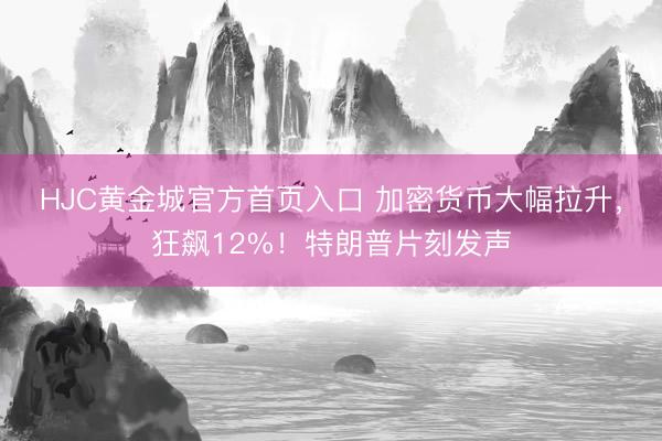 HJC黄金城官方首页入口 加密货币大幅拉升，狂飙12%！特朗普片刻发声