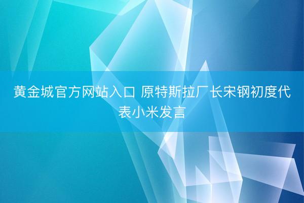 黄金城官方网站入口 原特斯拉厂长宋钢初度代表小米发言