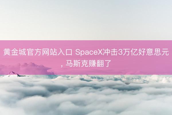 黄金城官方网站入口 SpaceX冲击3万亿好意思元， 马斯克赚翻了