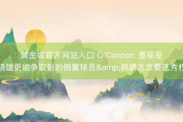 黄金城官方网站入口 O'Connor: 墨菲是骁雄更能争取到的侧翼球员&鹈鹕念念要选秀权